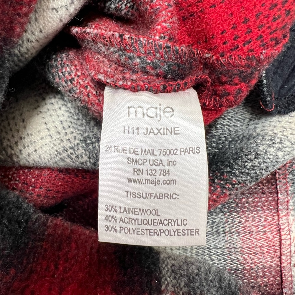 Maje Jaxine Wool Dress Jumper Red Tartan Plaid Size US Small - Picture 5 of 13